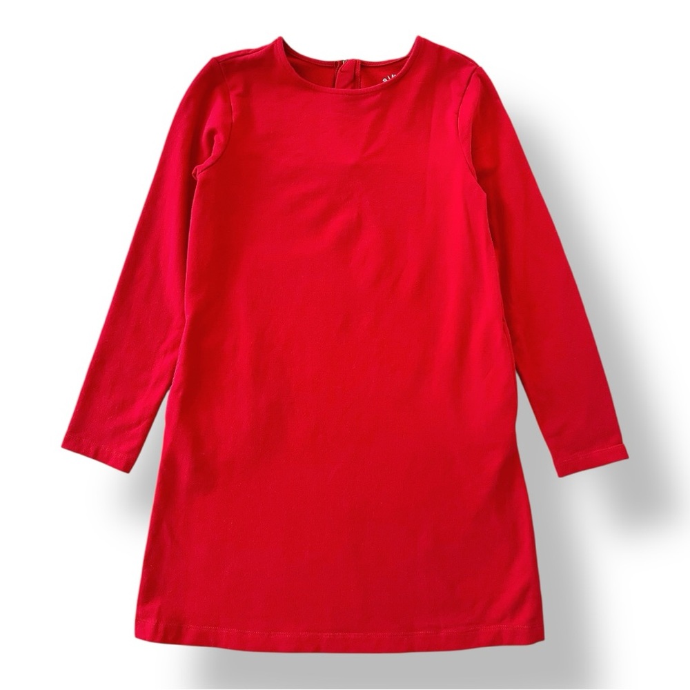 Primary Red Long-Sleeve Casual Kids Dress